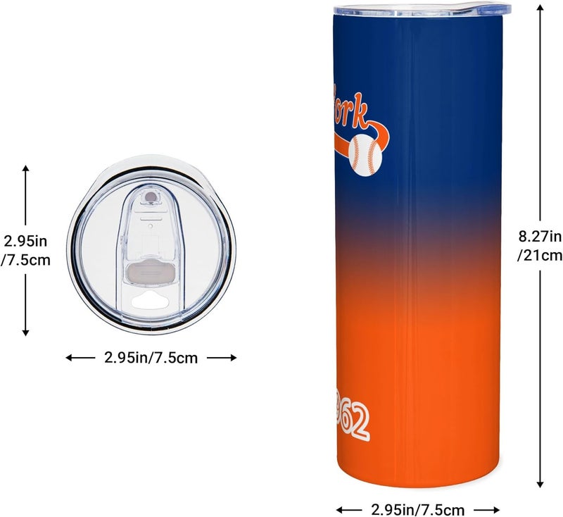 Suswoos New York EST 1962 Tumblers 20oz Straight Skinny Car Cups Sports Travel Coffee Mug,Stainless Steel,Insulated,Classic Collection Gifts for Men Women Fans. - Image 1